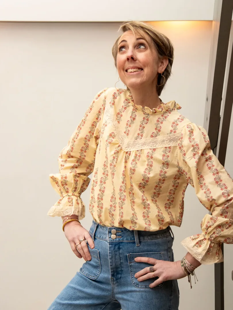 Chemise beige motifs LORNA – Image 2