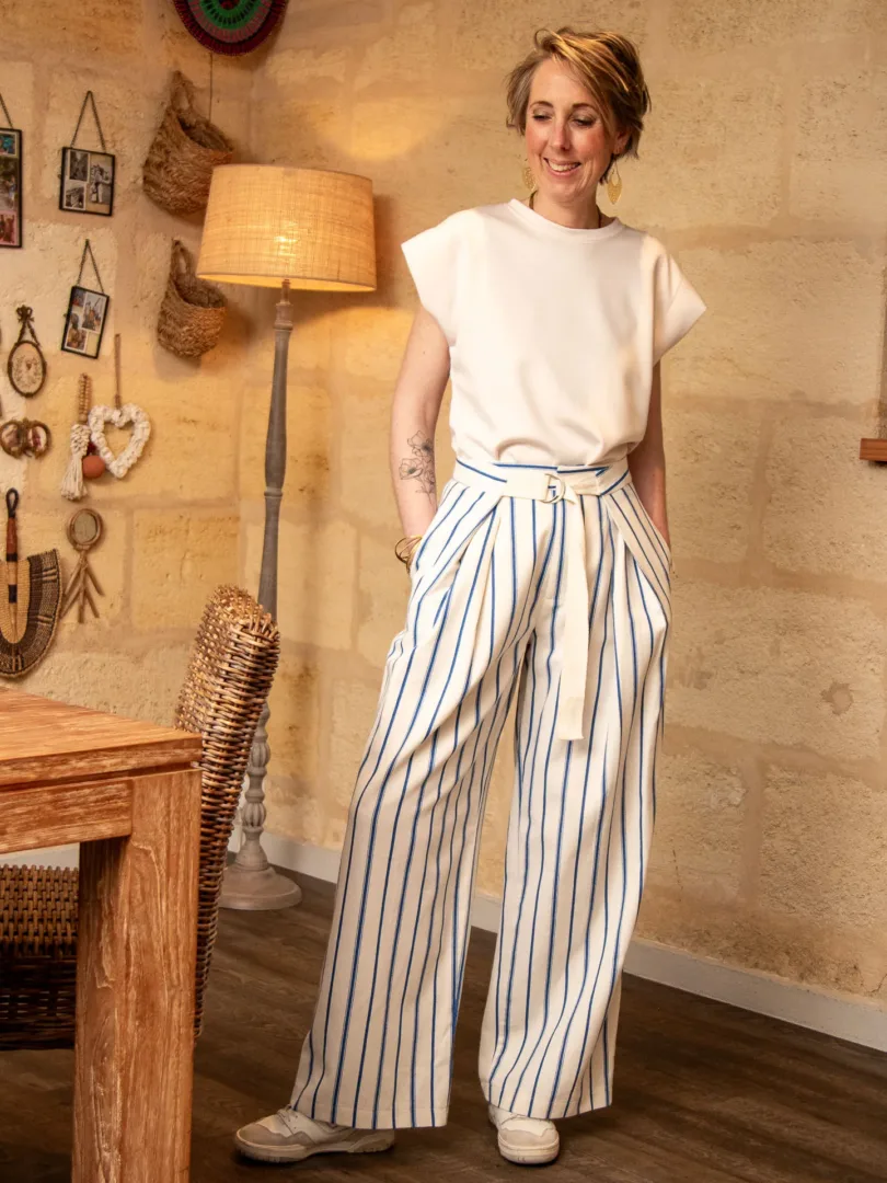 Jean rayé blanc bleu CASABLANCA – Image 2