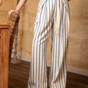 Jean rayé blanc bleu CASABLANCA