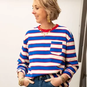 T-shirt rayure bleu blanc rouge LISA