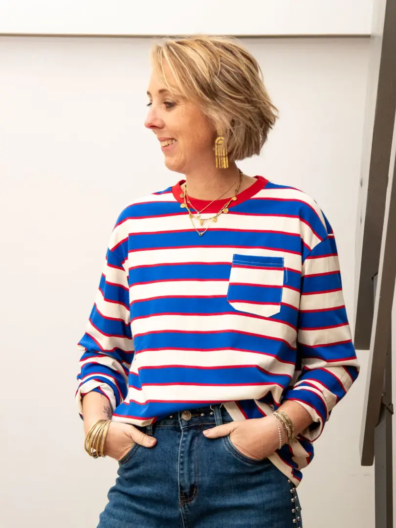 T-shirt rayure bleu blanc rouge LISA