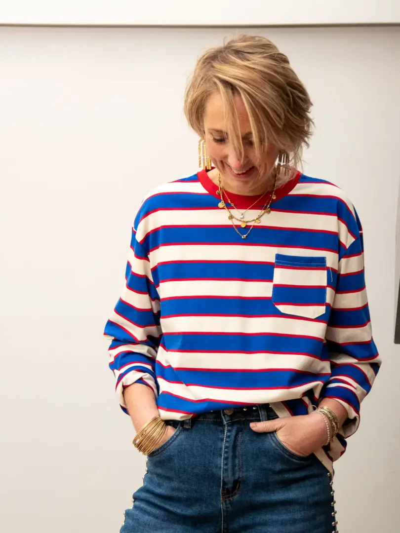 T-shirt rayure bleu blanc rouge LISA – Image 3