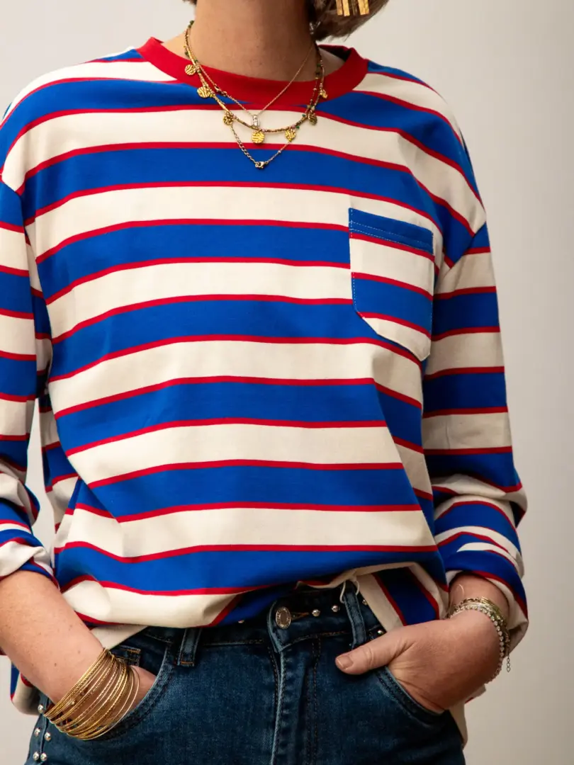 T-shirt rayure bleu blanc rouge LISA – Image 5