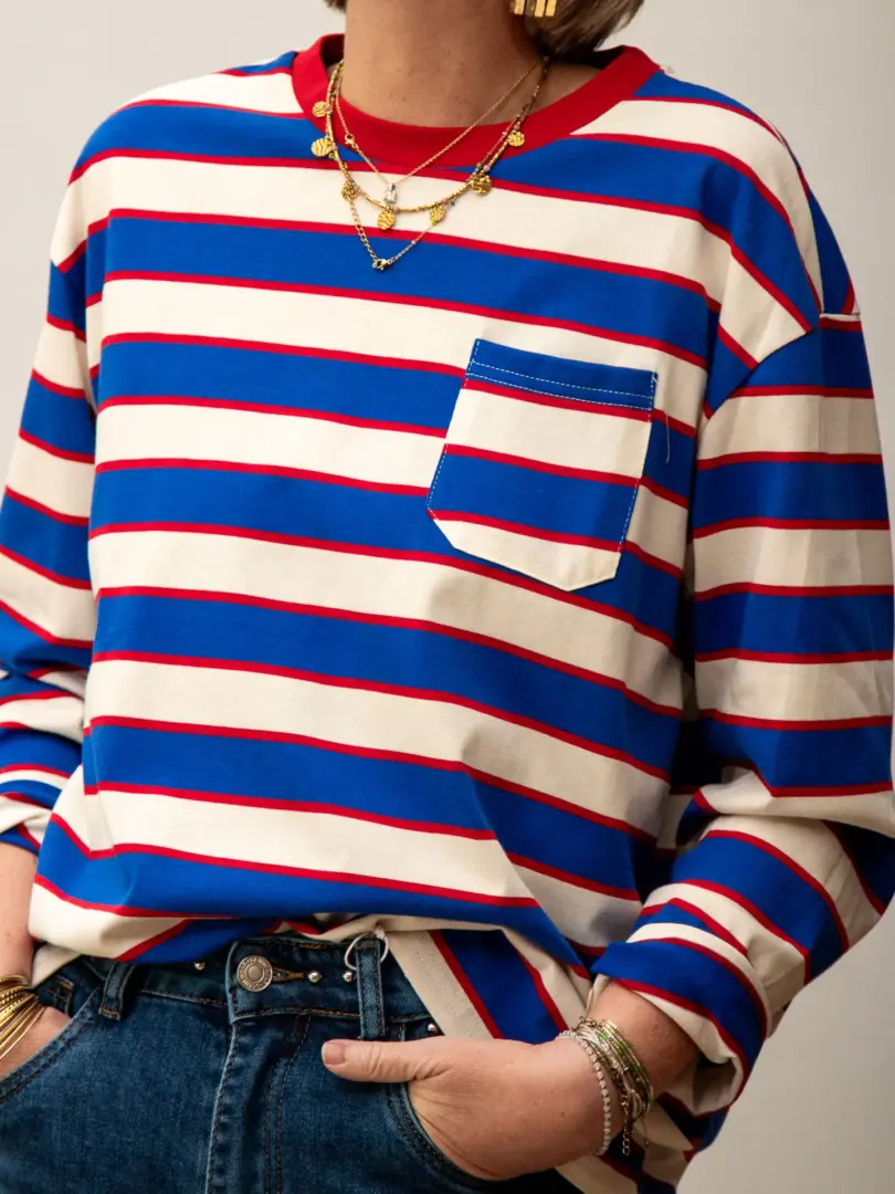 T-shirt rayure bleu blanc rouge LISA – Image 6