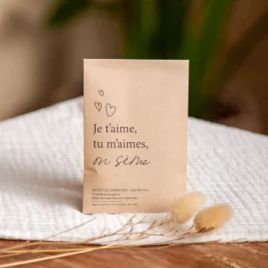 Sachet de graines Je t&rsquo;aime, tu m&rsquo;aimes, on s&rsquo;ème